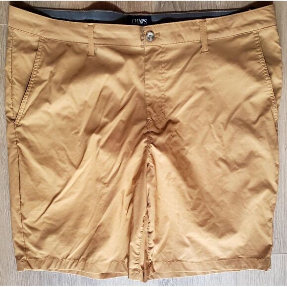 CHAPS Golf Shorts 40 Camel Tan Activewear Nylon/Spandex Open Pocket Mesh Lined - Picture 2 of 11